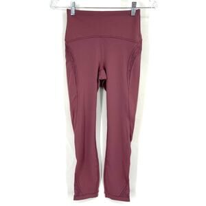 Lululemon Wunder Under Crop HR 21" Flocked Everlux Plumful Size 4
